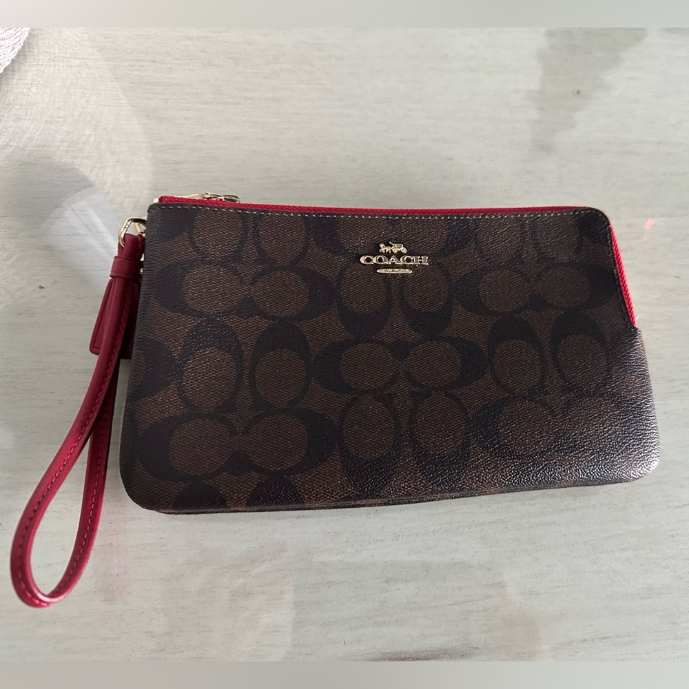 Coach double zipper wristlet